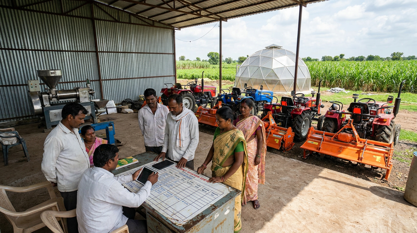 Rural agricultural equipment custom hiring center and farm machinery sharing hub